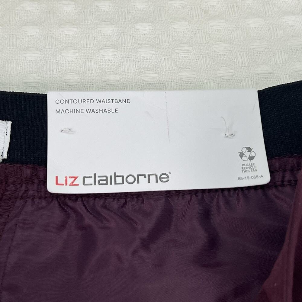 Liz Claiborne Emma Ankle Pants Womens 10 Burgundy Slim Leg Career Stretch NWT - Picture 8 of 10
